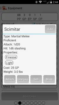 Squire - Character Manager Screen Shot 4