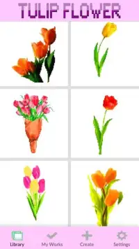 Tulip Flower Pixel Art Coloring By Number Screen Shot 4