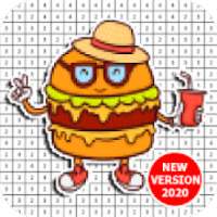Food Cartoon Coloring By Number - Pixel Art