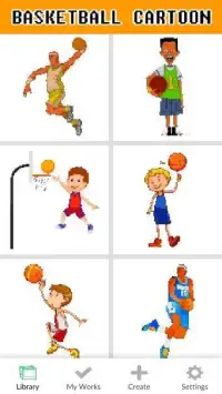 Basketball Cartoon Coloring By Number - Pixel Art Screen Shot 6