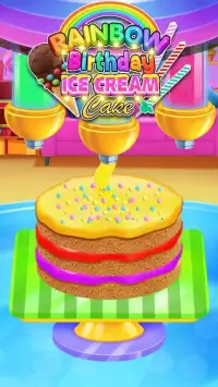 Rainbow Glitter Birthday Cake Maker - Baking Games Screen Shot 4